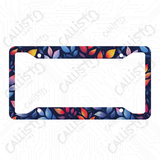 Bright Floral Leaves License Plate Frame - Personalized White Aluminum | UV Protection & Sleek Design | Stylish Car