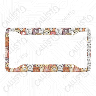 Alpaca Animal Print License Plate Frame - Personalized White Aluminum | UV Protection & Sleek Design | Stylish Car