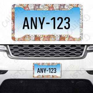 Alpaca Animal Print License Plate Frame - Personalized White Aluminum | UV Protection & Sleek Design | Stylish Car