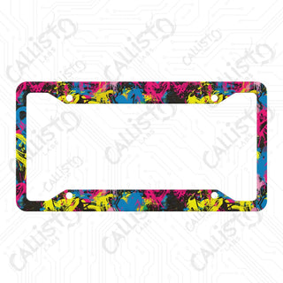 Vivid & Groovy Graffiti Hearts License Plate Frame - Personalized White Aluminum | UV Protection & Sleek Design