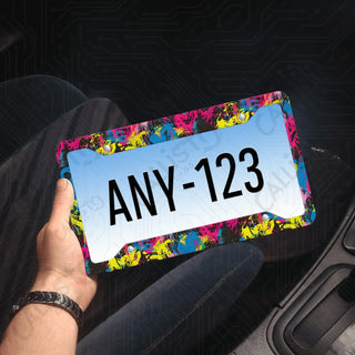 Vivid & Groovy Graffiti Hearts License Plate Frame - Personalized White Aluminum | UV Protection & Sleek Design