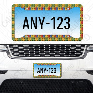 Lego Brick Fantasy License Plate Frame - Personalized White Aluminum | UV Protection & Sleek Design | Stylish Car