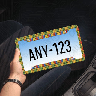 Lego Brick Fantasy License Plate Frame - Personalized White Aluminum | UV Protection & Sleek Design | Stylish Car