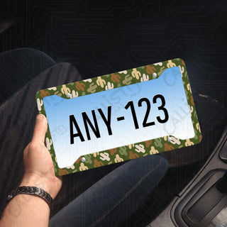 Green Cacti Floral License Plate Frame - Personalized White Aluminum | UV Protection & Sleek Design | Stylish Car