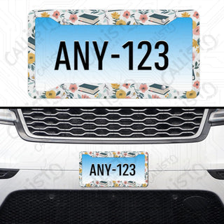 Book Lovers Dream License Plate Frame - Personalized White Aluminum | UV Protection & Sleek Design | Stylish Car