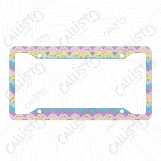 Bright Pastel Waves License Plate Frame - Personalized White Aluminum | UV Protection & Sleek Design | Stylish Car