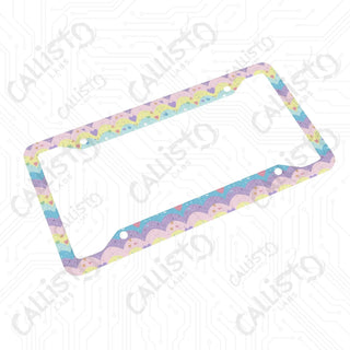 Bright Pastel Waves License Plate Frame - Personalized White Aluminum | UV Protection & Sleek Design | Stylish Car