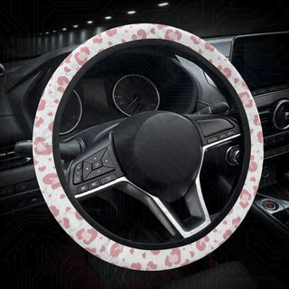 Pink Leopard Animal Print Custom Car Steering Wheel Cover - Soft Polyester Design | Perfect Fit & Easy Install