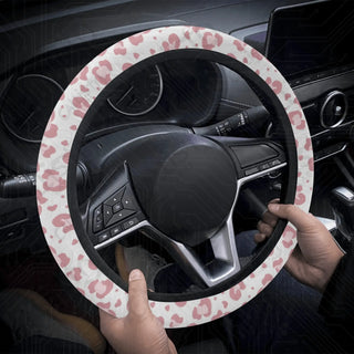 Pink Leopard Animal Print Custom Car Steering Wheel Cover - Soft Polyester Design | Perfect Fit & Easy Install