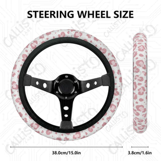 Pink Leopard Animal Print Custom Car Steering Wheel Cover - Soft Polyester Design | Perfect Fit & Easy Install