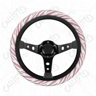 Pink Zebra Animal Print Custom Car Steering Wheel Cover - Soft Polyester Design | Perfect Fit & Easy Install