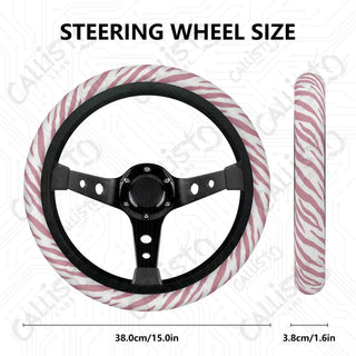 Pink Zebra Animal Print Custom Car Steering Wheel Cover - Soft Polyester Design | Perfect Fit & Easy Install