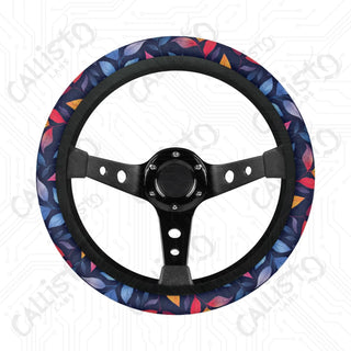 Bright Floral Leaves Custom Car Steering Wheel Cover - Soft Polyester Design | Perfect Fit & Easy Install