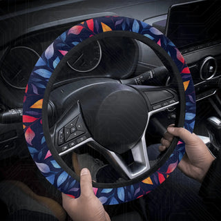 Bright Floral Leaves Custom Car Steering Wheel Cover - Soft Polyester Design | Perfect Fit & Easy Install