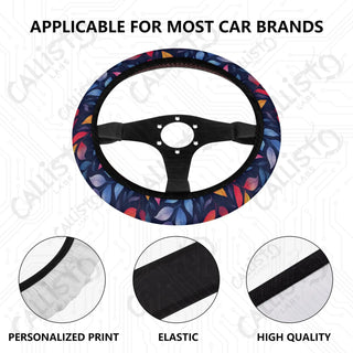 Bright Floral Leaves Custom Car Steering Wheel Cover - Soft Polyester Design | Perfect Fit & Easy Install