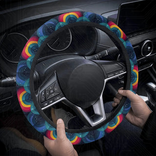 Vivid & Bright Rainbow Print Custom Car Steering Wheel Cover - Soft Polyester Design | Perfect Fit & Easy Install