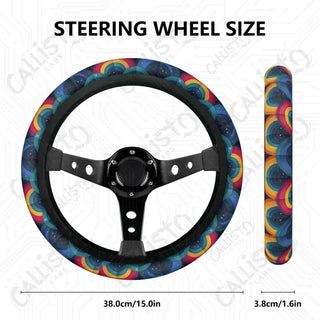 Vivid & Bright Rainbow Print Custom Car Steering Wheel Cover - Soft Polyester Design | Perfect Fit & Easy Install