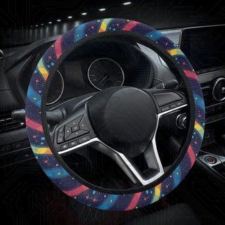 Vivid & Bright Rainbow Stripe Print Custom Car Steering Wheel Cover - Soft Polyester Design | Perfect Fit & Easy Install