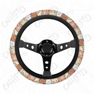 Alpaca Animal Print Custom Car Steering Wheel Cover - Soft Polyester Design | Perfect Fit & Easy Install