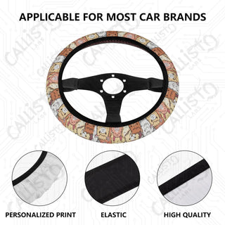 Alpaca Animal Print Custom Car Steering Wheel Cover - Soft Polyester Design | Perfect Fit & Easy Install