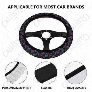 Vivid & Bright Groovy Neon Hearts Custom Car Steering Wheel Cover - Soft Polyester Design | Perfect Fit & Easy Install