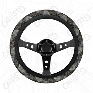 Romantic Floral Grey Roses Custom Car Steering Wheel Cover - Soft Polyester Design | Perfect Fit & Easy Install