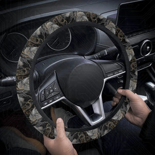 Romantic Floral Grey Roses Custom Car Steering Wheel Cover - Soft Polyester Design | Perfect Fit & Easy Install