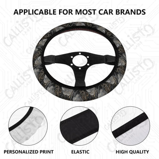 Romantic Floral Grey Roses Custom Car Steering Wheel Cover - Soft Polyester Design | Perfect Fit & Easy Install