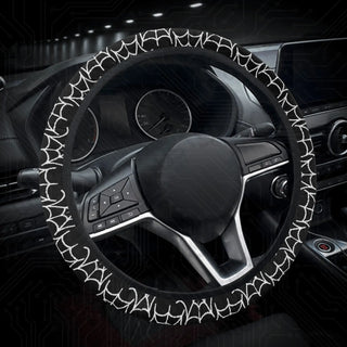 Spider Webs Spooky Custom Car Steering Wheel Cover - Soft Polyester Design | Perfect Fit & Easy Install