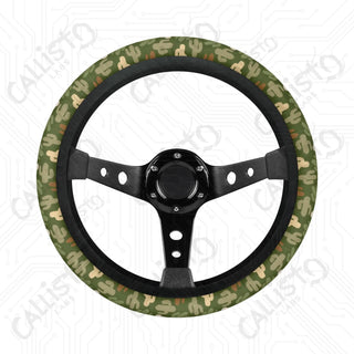 Green Cacti Floral Print Custom Car Steering Wheel Cover - Soft Polyester Design | Perfect Fit & Easy Install