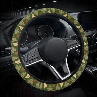 Green Cacti Floral Print Custom Car Steering Wheel Cover - Soft Polyester Design | Perfect Fit & Easy Install