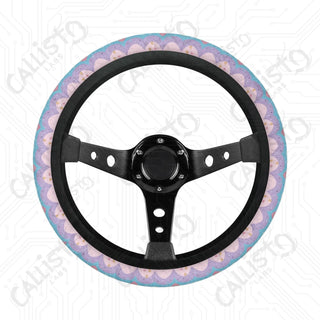 Bright Pastel Groovy Waves Custom Car Steering Wheel Cover - Soft Polyester Design | Perfect Fit & Easy Install