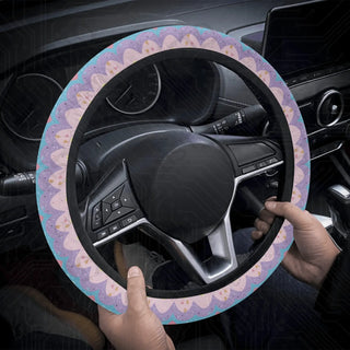 Bright Pastel Groovy Waves Custom Car Steering Wheel Cover - Soft Polyester Design | Perfect Fit & Easy Install