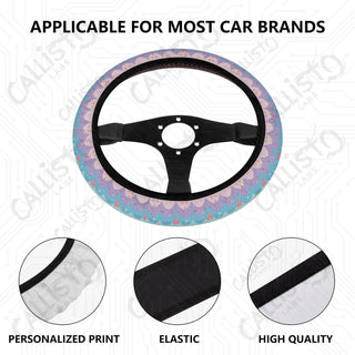 Bright Pastel Groovy Waves Custom Car Steering Wheel Cover - Soft Polyester Design | Perfect Fit & Easy Install