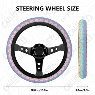 Bright Pastel Groovy Waves Custom Car Steering Wheel Cover - Soft Polyester Design | Perfect Fit & Easy Install