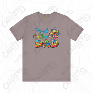 Men’s ’Proud Autism Dad’ Graphic Shirt: Show Support and Love with this Unique Autism Awareness Tee - Pebble