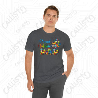 Men’s ’Proud Autism Dad’ Graphic Shirt: Show Support and Love with this Unique Autism Awareness Tee - T-Shirt