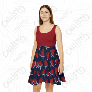 USA Patriotic Watermelon Skater Dress - Women’s July 4th Independence Day Dress - XS - All Over Prints