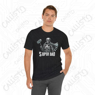 Men’s Horror Superdad Skeleton Superhero Graphic Shirt: Unique Dad Shirt with Hammer and Cape - Perfect Gift for