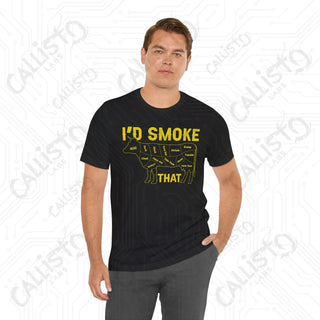 Men’s ’I’d Smoke That’ Funny Cow Shirt: Hilarious BBQ Apparel for Grill Masters and Beef Enthusiasts - T-Shirt