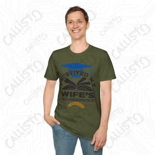 "I Survived My Wife's PhD Dissertation" Funny Mens Softstyle T-Shirt