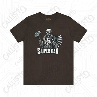 Men’s Horror Superdad Skeleton Superhero Graphic Shirt: Unique Dad Shirt with Hammer and Cape - Perfect Gift for