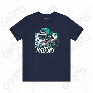 Men’s Horror ’Rad Dad’ Skeleton Skateboard Graphic Shirt: Cool and Spooky Tee for Dads - Perfect Gift Idea - Navy