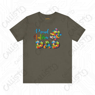 Men’s ’Proud Autism Dad’ Graphic Shirt: Show Support and Love with this Unique Autism Awareness Tee - Army / XS