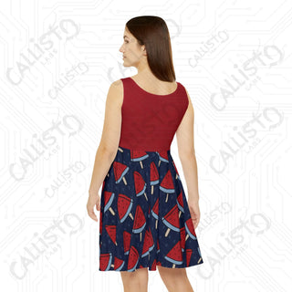 USA Patriotic Watermelon Skater Dress - Women’s July 4th Independence Day Dress - All Over Prints