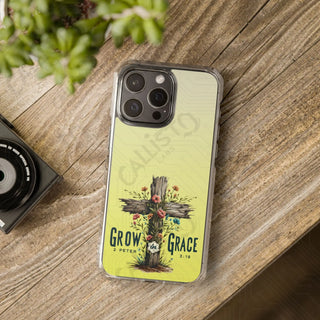 Grow Grace 2 Peter 3:18 Magnetic Clear Impact Case for iPhone 14 & 15 - MagSafe® Compatible - iPhone 15 Pro Max