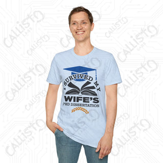 "I Survived My Wife's PhD Dissertation" Funny Mens Softstyle T-Shirt