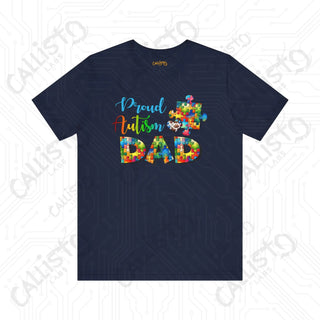 Men’s ’Proud Autism Dad’ Graphic Shirt: Show Support and Love with this Unique Autism Awareness Tee - Navy / XS