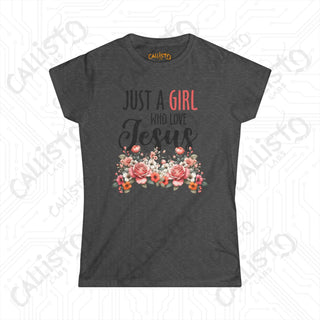 Women’s ’Just a Girl Who Loves Jesus’ Shirt: Inspirational Christian Tee for Women - Faith-Based Apparel - Dark