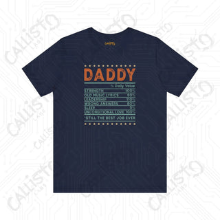 Men’s ’Daddy’ Daily Nutrition Value Dad Graphic Shirt: A Playful and Practical Gift for Father’s Day - Navy